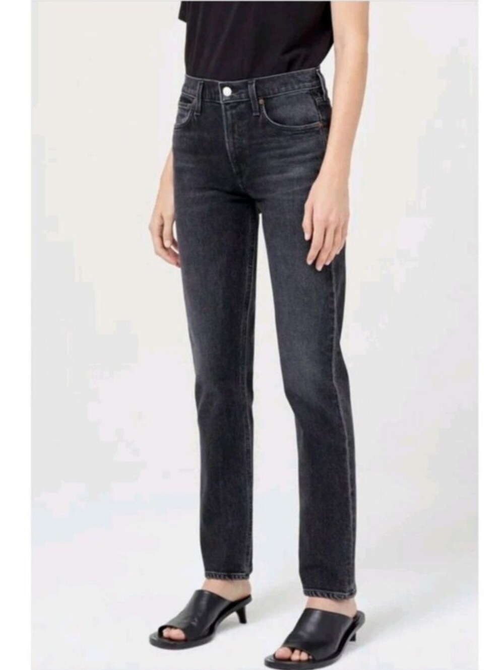 AGOLDE Lyle Low-Rise Slim Straight Jeans 29W 30L In Washed Black